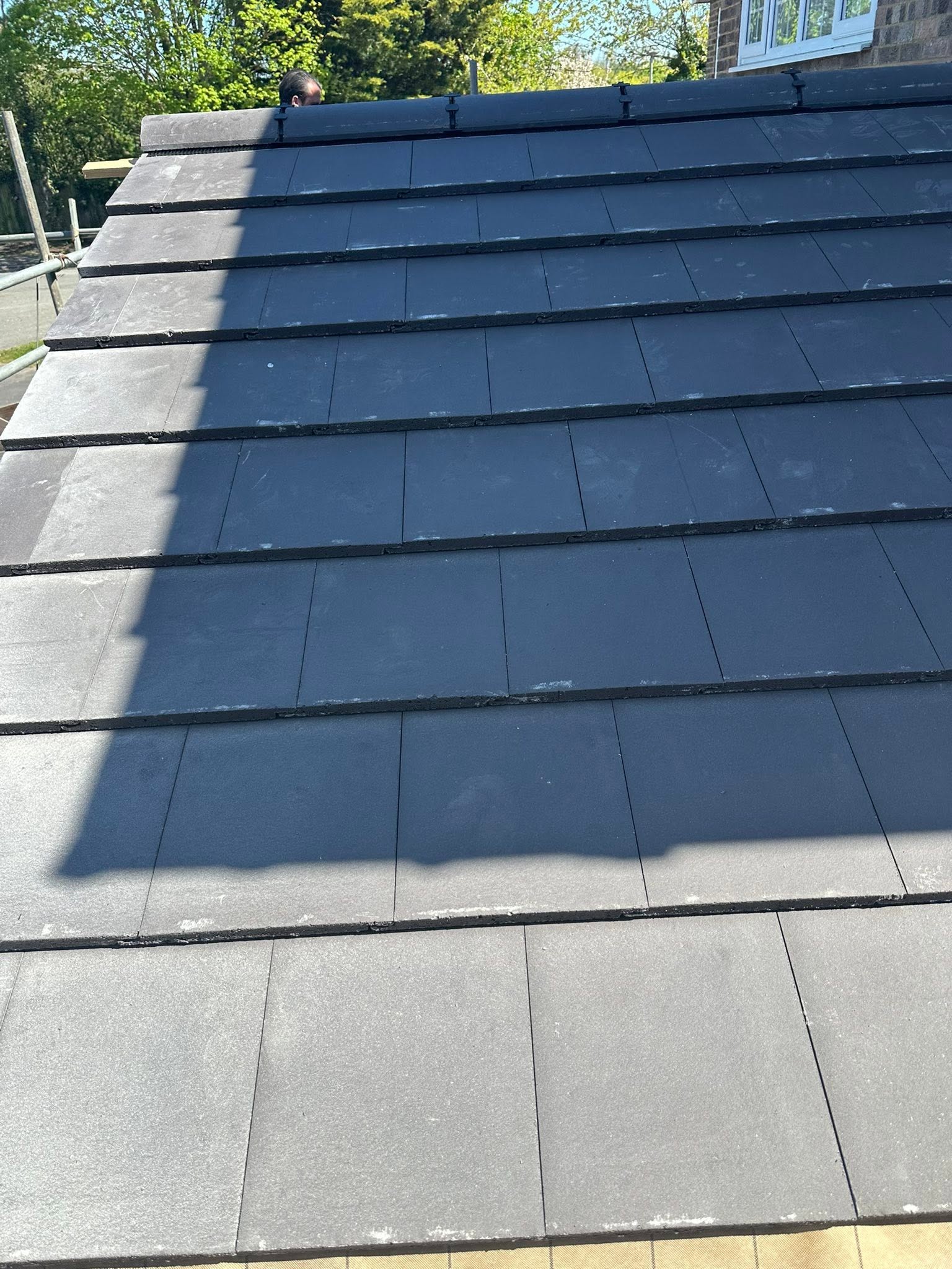 Recently completed tiled roof